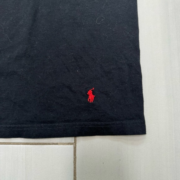 Polo Ralph Lauren Shirt Adult XL Black Red Pony Logo Bottom Crewneck Mens - Picture 2 of 6